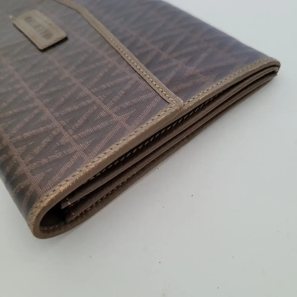 Valentino Vintage Bifold Logo‎ Brown Wallet Large Vintage Envelope Italian Retro